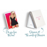 Сатиновый пеньюар с кружевом Obsessive 810-BAB-1 babydoll &amp; thong S/M, черный, пеньюар, танга — Просмотреть изображение 8