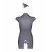 Еротичний костюм стюардеси Obsessive Stewardess 3 pcs grey S/M, сірий, сукня, стрінги, пілотка