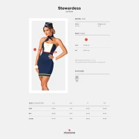 Еротичний костюм стюардеси Obsessive Stewardess uniform M/L, blue, сукня, пілотка, шарф, манжети — Просмотреть изображение 7