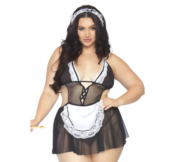 Костюм покоївки Leg Avenue Fantasy French Maid XL/XXL, сукня, трусики, пов’язка