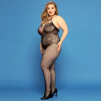 Сітчастий бодістокінг JSY «Відверта Мадлен» Plus Size, Black, імітація боді, мереживо, доступ — Переглянути зображення 3