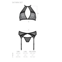 Комплект білизни Passion SATARA SET XXL/XXXL black, топ, пояс для панчіх, стрінги — Переглянути зображення 5