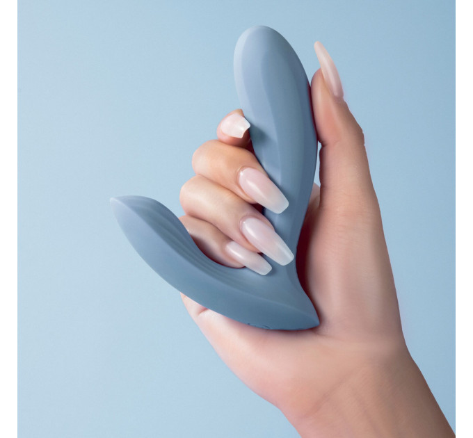 Смарт-вибратор в трусики Svakom Erica Dusty Blue, очень гибкий, 2 мотора