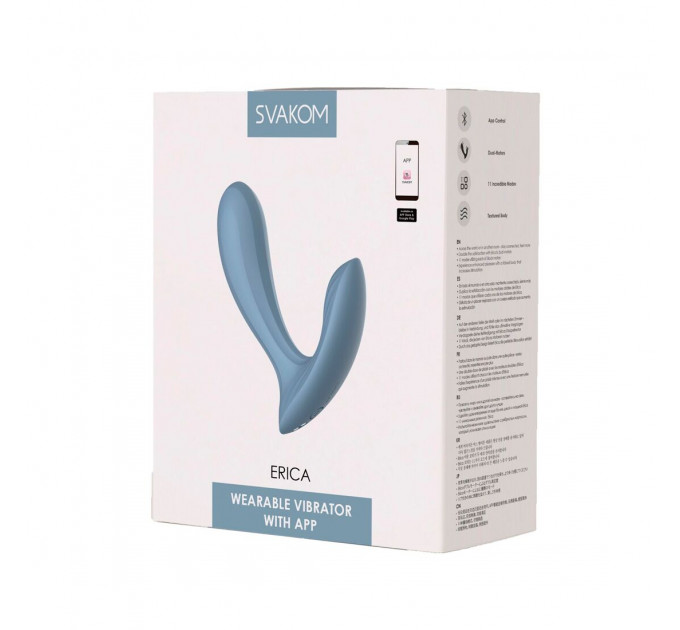 Смарт-вибратор в трусики Svakom Erica Dusty Blue, очень гибкий, 2 мотора