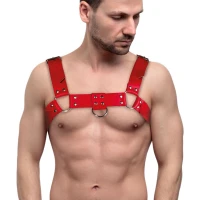 Чоловіча портупея на груди з натуральної шкіри Feral Feelings - Bulldog Harness Red — Переглянути зображення 1