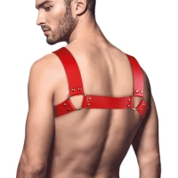 Чоловіча портупея на груди з натуральної шкіри Feral Feelings - Bulldog Harness Red — Переглянути зображення 2