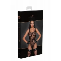 Боді Noir Handmade F242 Tulle body with patterned flock embroidery, M — Переглянути зображення 7