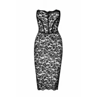 Сукня Noir Handmade F301 Catalyst, S, black, міді, мереживо, відкриті плечі, шнурівка на спині — Переглянути зображення 5