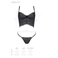 Комплект Passion KERRIA SET black, L/XL, сітка+мереживо, бюстьє та стрінги — Переглянути зображення 5