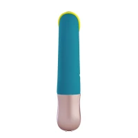 Мінівібратор-кролик зі стимулювальною стрічкою Fun Factory AMORINO petrol/neon yellow, стрічка знімна — Просмотреть изображение 4
