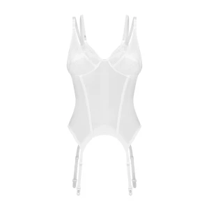 Корсет Obsessive Arrowel White corset 2XL/3XL, з підв’язками для панчіх