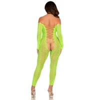 Бодістокінг Leg Avenue Crotchless Footless Lingerie Bodystocking One Size Neon Green — Переглянути зображення 2
