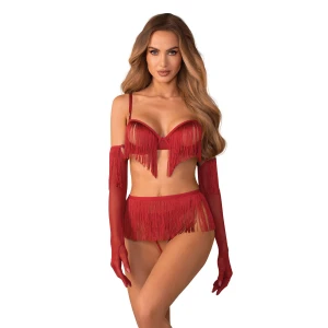 Комплект Obsessive Rossay Red 4-pcs crotchless set S/M