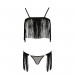 Комплект білизни Passion Exclusive KASSANDRA SET OpenBra L/XL black, ліф з бахроми, трусики-спідниця