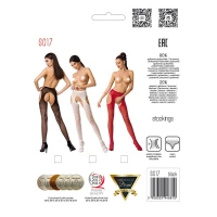 Колготки-бодістокінги з відкритим доступом Passion S017 One Size, Black, імітація панчіх та пояса — Переглянути зображення 8
