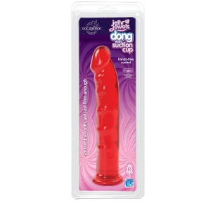 Фаллоимитатор Doc Johnson Jelly Jewels Dong & Suction Cup Red, диаметр 3,6см, антибактериальный ПВХ