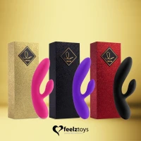 Гнучкий вібратор кролик з двома моторами FeelzToys Lea Rabbit Vibrator Medium Purple — Просмотреть изображение 7