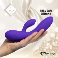 Гнучкий вібратор кролик з двома моторами FeelzToys Lea Rabbit Vibrator Medium Purple — Просмотреть изображение 4