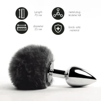 Анальна пробка FeelzToys - Bunny Tails Butt Plug Black — Переглянути зображення 2