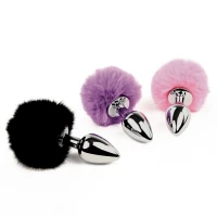 Анальна пробка FeelzToys - Bunny Tails Butt Plug Black — Переглянути зображення 4