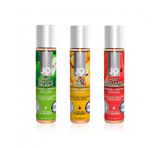 Набір «Соковитий фрукт», 3 смакові змазки System JO, яйце-мастурбатор Svakom, кубики System JO