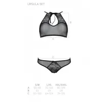 Комплект білизни Passion URSULA SET L/XL, Black, бра, трусики з ажурним декором та відкритим кроком — Переглянути зображення 5
