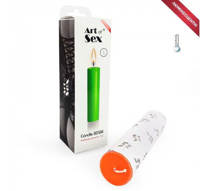 Помаранчева воскова свічка Art of Sex size M 15 см низькотемпературна, люмінесцентна