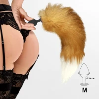 Силіконова анальна пробка з хвостом із натурального хутра Art of Sex size M Red fox — Переглянути зображення 5