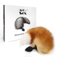 Силіконова анальна пробка з хвостом із натурального хутра Art of Sex size M Red fox — Переглянути зображення 6