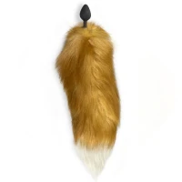 Силіконова анальна пробка з хвостом із натурального хутра Art of Sex size M Red fox — Переглянути зображення 3