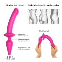 Анальна пробка з дилдо 2в1 Strap-On-Me SWITCH PLUG-IN DILDO Fuchsia L, діаметр 4,5/3,4 см — Переглянути зображення 2