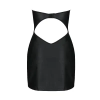 Мінісукня з екошкіри Passion CELINE CHEMISE 6XL/7XL, black, шнурівка, трусики в комплекті — Переглянути зображення 4