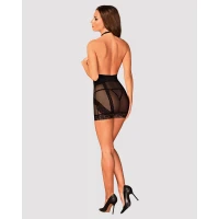 Напівпрозора сорочка з відкритими грудьми Obsessive Lacrisia chemise XL/2XL, чорна, з чокером — Просмотреть изображение 4