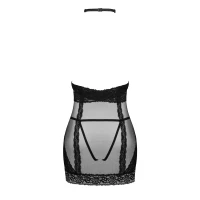 Напівпрозора сорочка з відкритими грудьми Obsessive Lacrisia chemise XL/2XL, чорна, з чокером — Просмотреть изображение 6