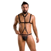 Комплект чоловічої білизни зі стреп Passion 039 SET ANDREW L/XL Black, стринги, шлейки — Просмотреть изображение 3