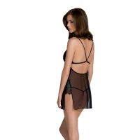 Сорочка Passion DELIENA CHEMISE S/M black, стрінги із заниженою талією — Переглянути зображення 2