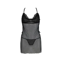 Сорочка Passion DELIENA CHEMISE S/M black, стрінги із заниженою талією — Переглянути зображення 3