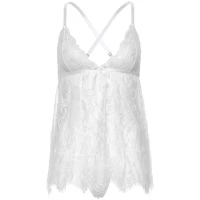Сорочка бебі-дол Leg Avenue Floral lace babydoll &amp; string White L, стрінги — Просмотреть изображение 3