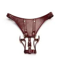 Шкіряні трусики для вібратора Liebe Seele Wine Red Forced Orgasm Strop, повністю регульовані — Переглянути зображення 1