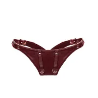 Шкіряні трусики для вібратора Liebe Seele Wine Red Forced Orgasm Strop, повністю регульовані — Переглянути зображення 4