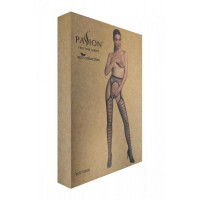 Эротические колготки-бодистокинг Passion ECO S008 black, с имитацией чулок и пояса