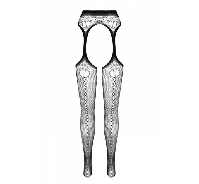 Еротичні колготки-бодістокінг Passion ECO S008 black, з імітацією панчіх та пояса