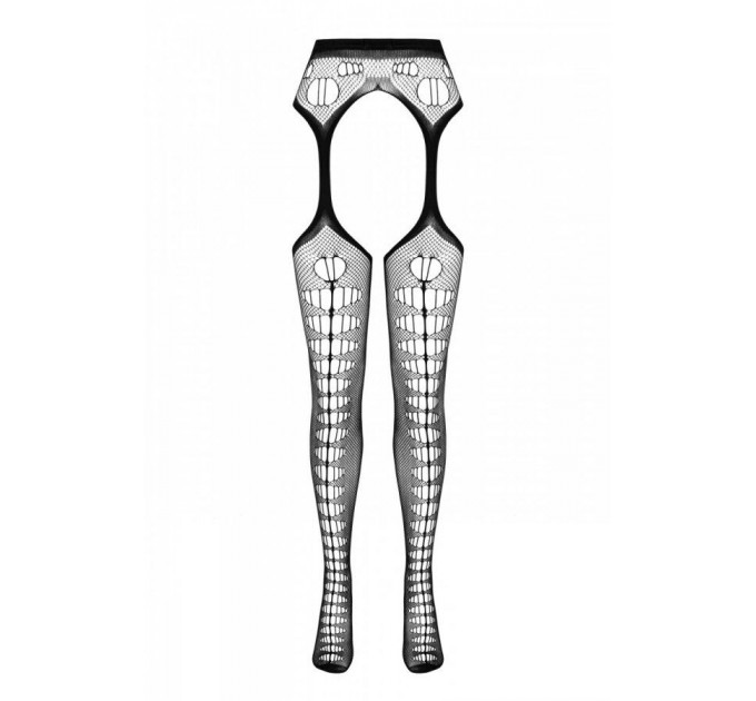 Еротичні колготки-бодістокінг Passion ECO S008 black, з імітацією панчіх та пояса