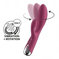 Вібратор-кролик з ротацією Satisfyer Spinning Rabbit 1 Red, 3 мотори — Переглянути зображення 1