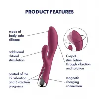 Вібратор-кролик з ротацією Satisfyer Spinning Rabbit 1 Red, 3 мотори — Переглянути зображення 7