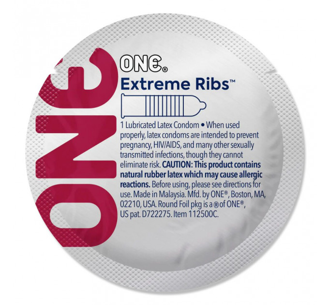 Презерватив ONE Extreme Ribs, 1 шт, ребристий, зі змазкою
