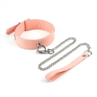 Нашийник з повідцем Liebe Seele Dark Candy Pink Collar with Leash, повідець на карабіні — Переглянути зображення 1