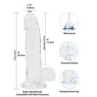 Прозорий фалоімітатор на присосці ADDICTION — Clear Dildo with Balls 8″, віброкуля в подарунок — Переглянути зображення 8