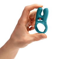 Эрекционное виброкольцо с двойной стимуляцией клитора Fun Factory NŌS CLASSIC Bottle Green, 2 мотора — Просмотреть изображение 6