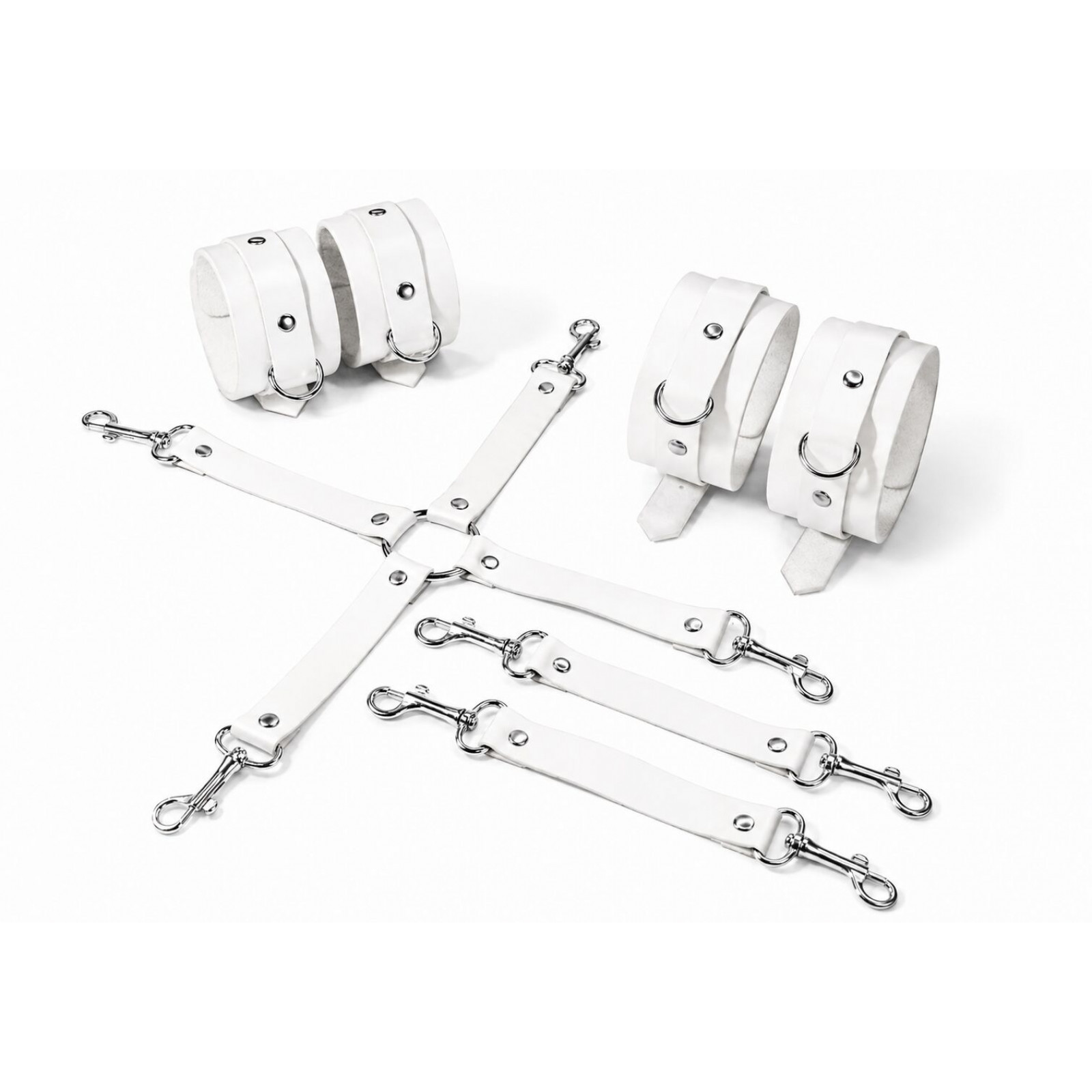 Набір для БДСМ Feral Feelings BDSM Kit 3 White, наручники, поножі, хрестовина